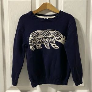 Janie and Jack Boys Polar Bear Sweater / Size 4 / Navy Blue